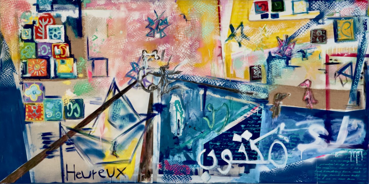 Heureux — mixed media on canvas